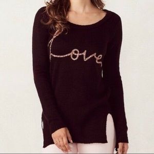 LC Lauren Conrad Glitter "Love" Script Graphic Sweater